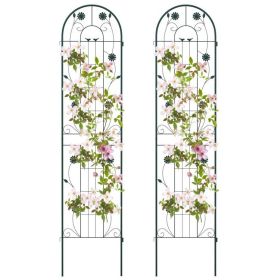 2 Pack - 7-ft Galvanized Steel Outdoor Garden Trellis in Green Metal Finish