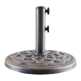16.5 Inch Umbrella Base - 2 Manual Knobs, 22 LBS Resin Base, 2 Adapters, Weather-Resistant, Bronze Powder-Coated Construction for Outdoor Umbrell