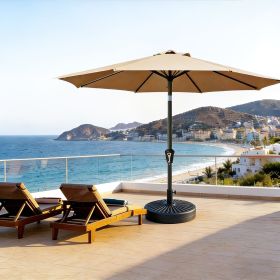 9FT Outdoor Patio Umbrella with Tilt and Crank, 8 Rib Market Umbrella, Stable Sun Shade Canopy for Patio, Beach, Deck, Garden and Outdoor Restaur