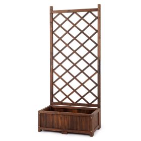 Wood Planter Raised Garden Bed with Trellis