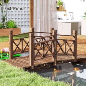 4.7ft Garden Bridge Arc Wood Footbridge Decorative Pond Bridge