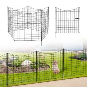 5 Panels Metal Decorative Garden Fence, No Dig Animal Dog Barrier, Garden Temporary Border Fencing for Yard Patio Outdoor