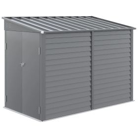 4.6' X 9' Outdoor Storage Shed, Lean To Metal Shed With Foundation Kit, Lockable Doors And Gloves For Patio, Lawn, Gray (Option: Gray)