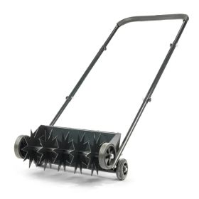 19in Push Spike Aerator, Heavy Duty Rolling Lawn Aerator, Rotary Spike Lawn Aerator, Manual Aeration Equipment With U-shaped Handle, For Lawn Garden Y (Option: Default title)