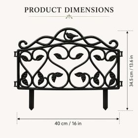 Set Of 10 New Decorative Garden Fences  European-Style Plastic Courtyard Fencing With Floral, Bird, And Scrollwork Motifs  Outdoor Landscape Edging Fo (Option: Black)